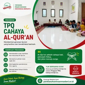 Sedekah Jariyah Dukung Program TPQ Cahaya Al-Qur'an Insan Madani