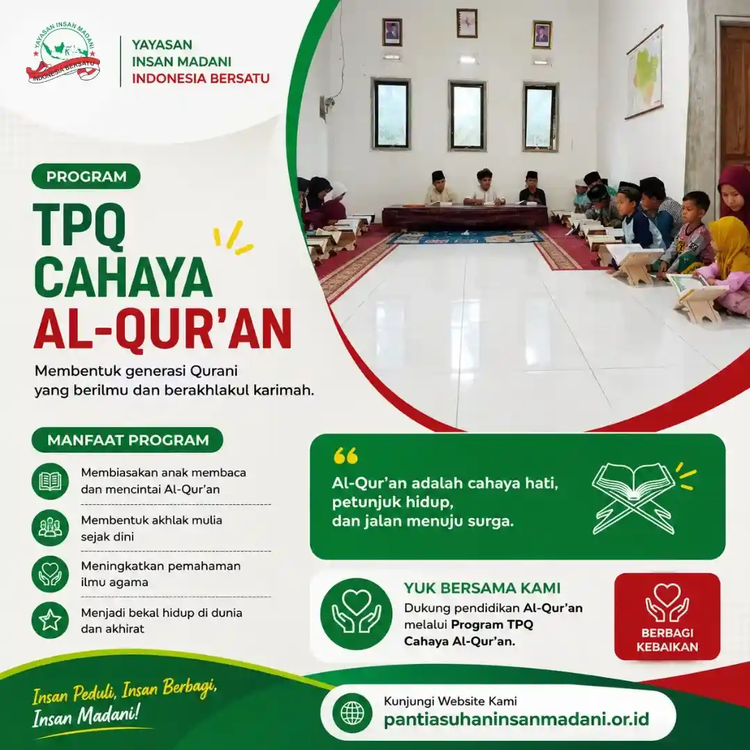 Sedekah Jariyah Dukung Program TPQ Cahaya Al-Qur'an Insan Madani